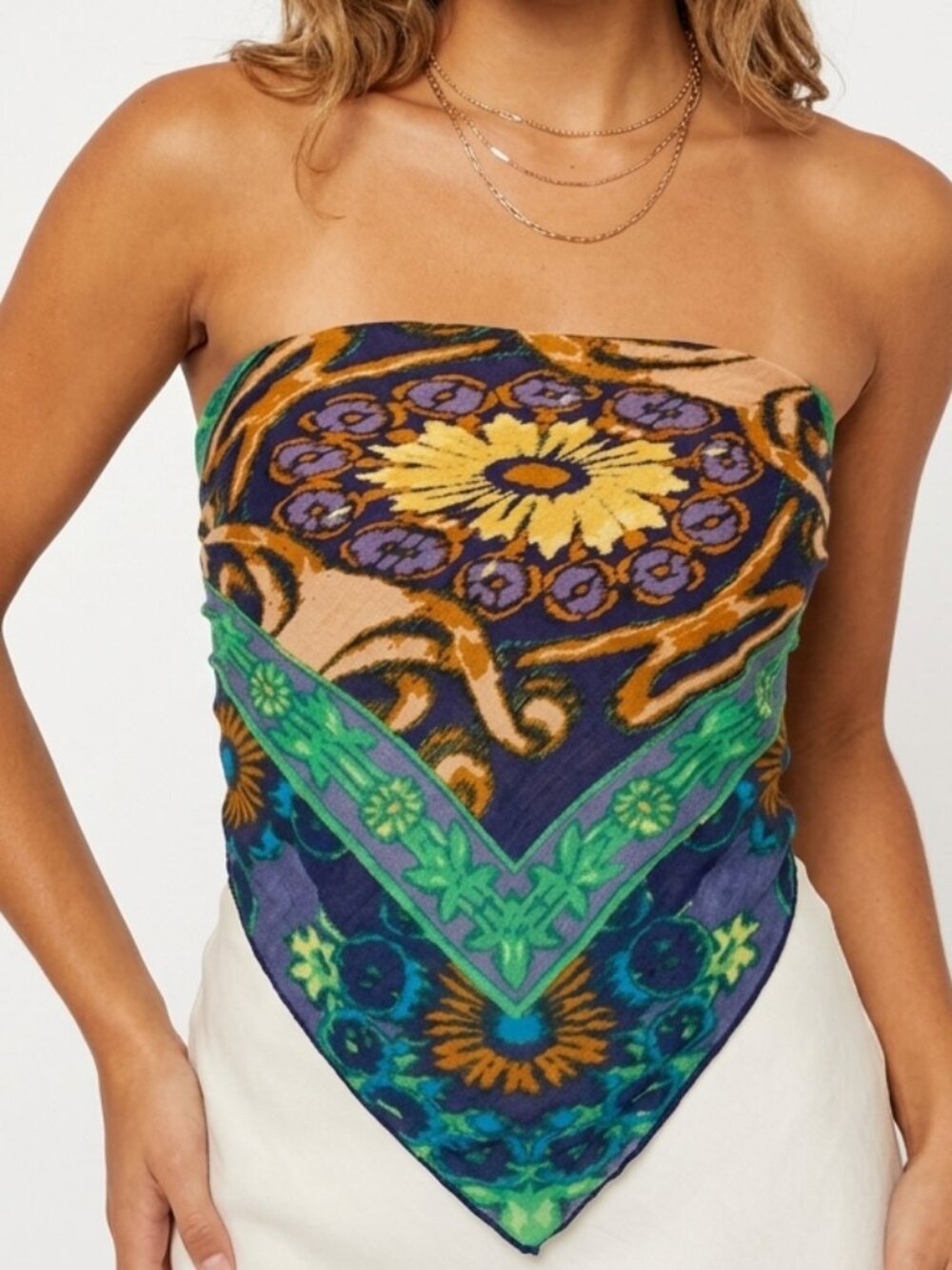 Free People Boho Medallion Bandana Tube Top Size 6